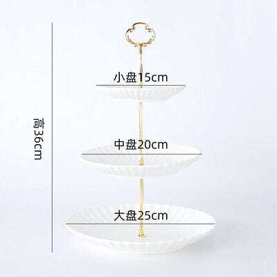 Nordic Ceramic Fruit Plate Three-layer Dessert Plate Cake Plate Multi-Layer Pastry Plate Candy Tray Shelf: D