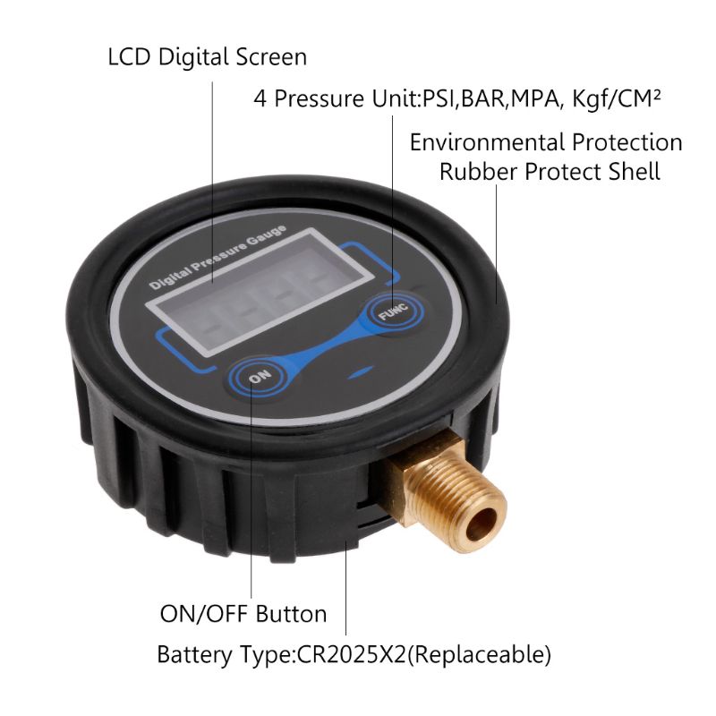 Digital däcktrycksmätare bilcykel motorcykeldäckprovare air psi meter 1/8 npt