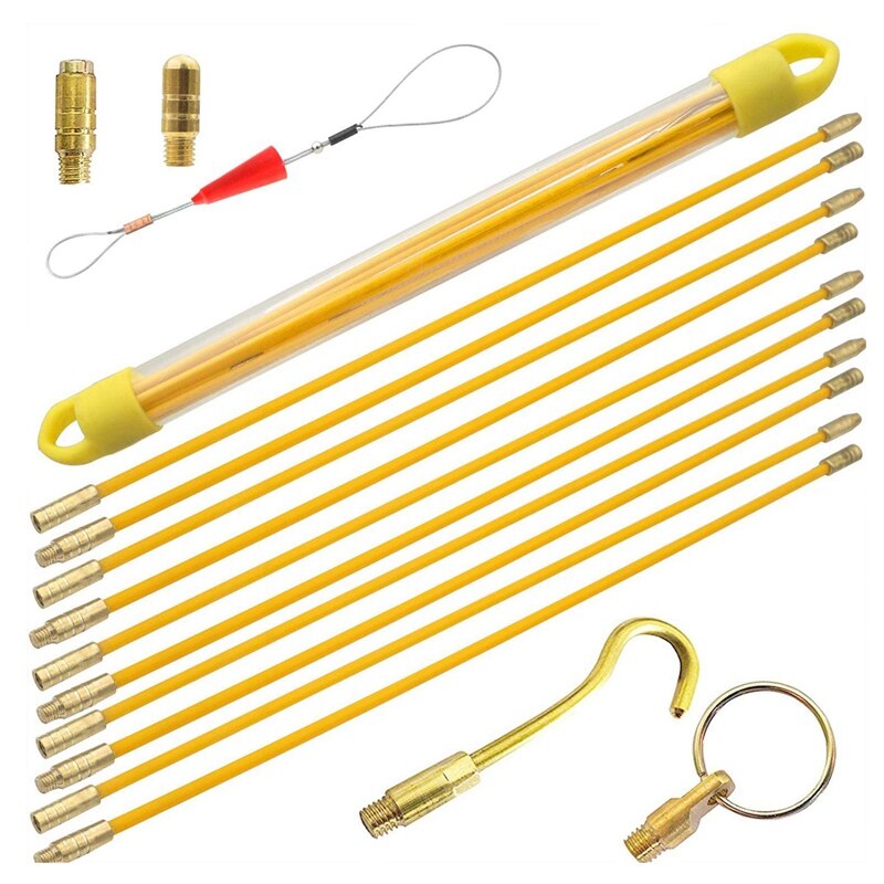 33Cm Copper Transparent Tube Rubber-Coated Plastic Steel Glass Fiber Puller Can Be Connected Through The Wall Line: YELLOW