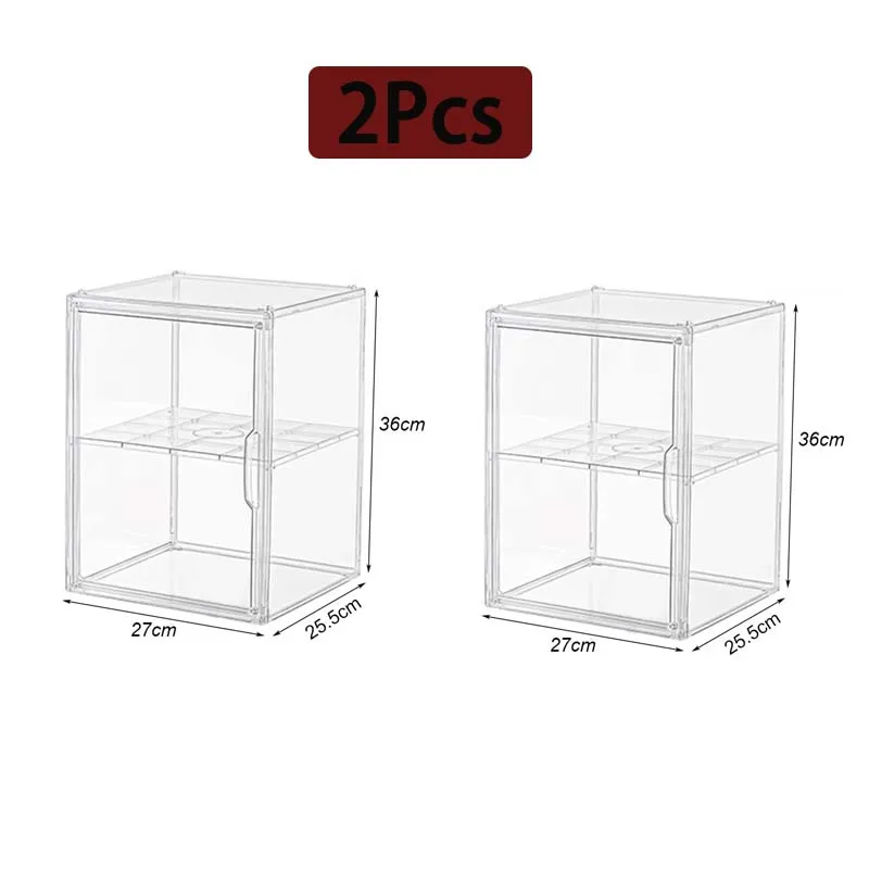 Large Capacity Storage Box Organizer for Figures Acrylic Box Clear Blind Box Showcase Makeup Organizer for Bag Display Dustproof: Pink