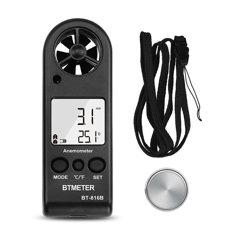 BTMETER BT-816B Anemometer Wind speed Handheld Digital Wind Speed Meter Portable Anemometer Sensor Wind Speed with Thermometer