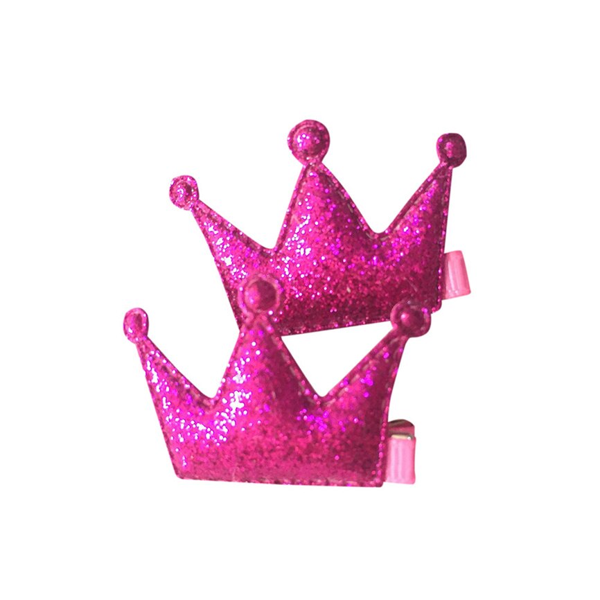 2 pcs bebê clipes de cabelo conjunto presente meninas festa lantejoulas brilhando princesa clipes de cabelo pequena coroa delicada couro estilo de cabelo fivela