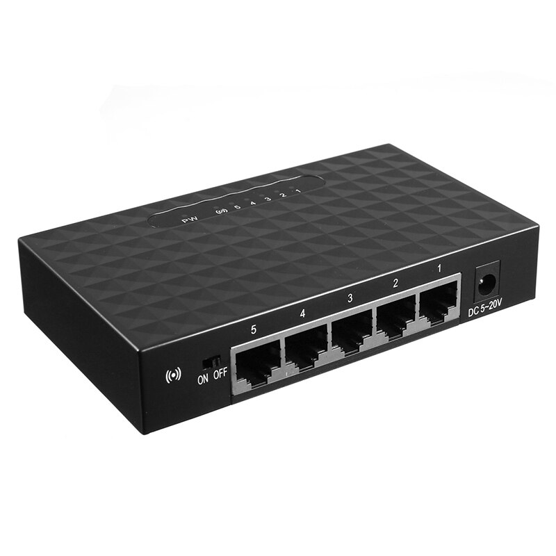 1Pc Ethernet Smart Switcher Hub Lan Network Switch W/ Power Adapter Voor Computer Internetverbinding 5 Port 10/100Mbps