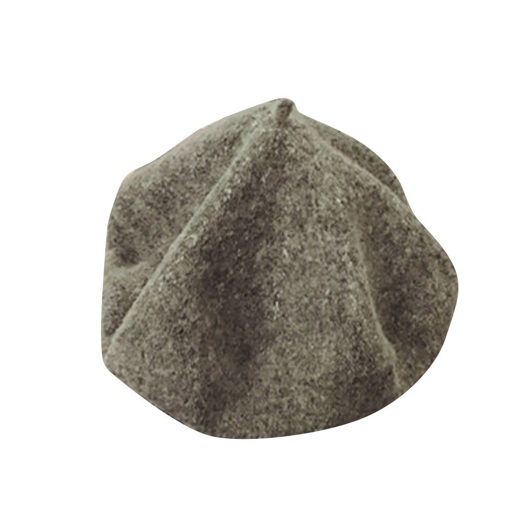 Kinderen Meisjes Stretch Baret Hoed Retro wol Pure Kleur Hoofd Sjaal Wrap Hat Cap winter hoed baby gebreide muts born fotografie: Gray