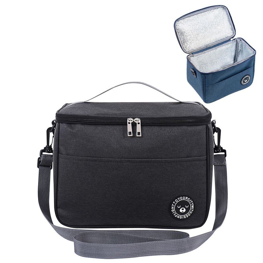 Camping Thermal Cooler Bag Cookware Bag Lunch Box with Strap Waterproof Pot Stove Storage Gas Tank Bags Picnic Insulated Bag: Black 29x20x22cm