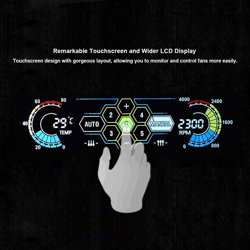5.25” Touchscreen LCD 5 Way Fan Speed Controller-PC Computer Cooling Temperature Controller Front Pane w/ Temperature Monitor