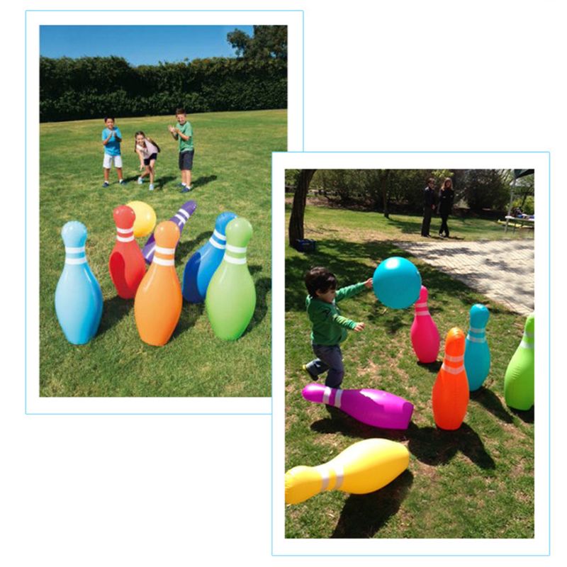 Juego de 7 Uds bolas de bolos inflables gigantes para niños juguete inflable para jugar al aire libre