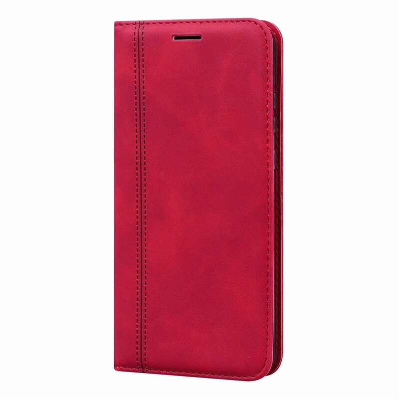 Funda de teléfono para Realme C21, carcasa de cuero PU de lujo, magnética, moderna, con soporte, C21: XNW Red