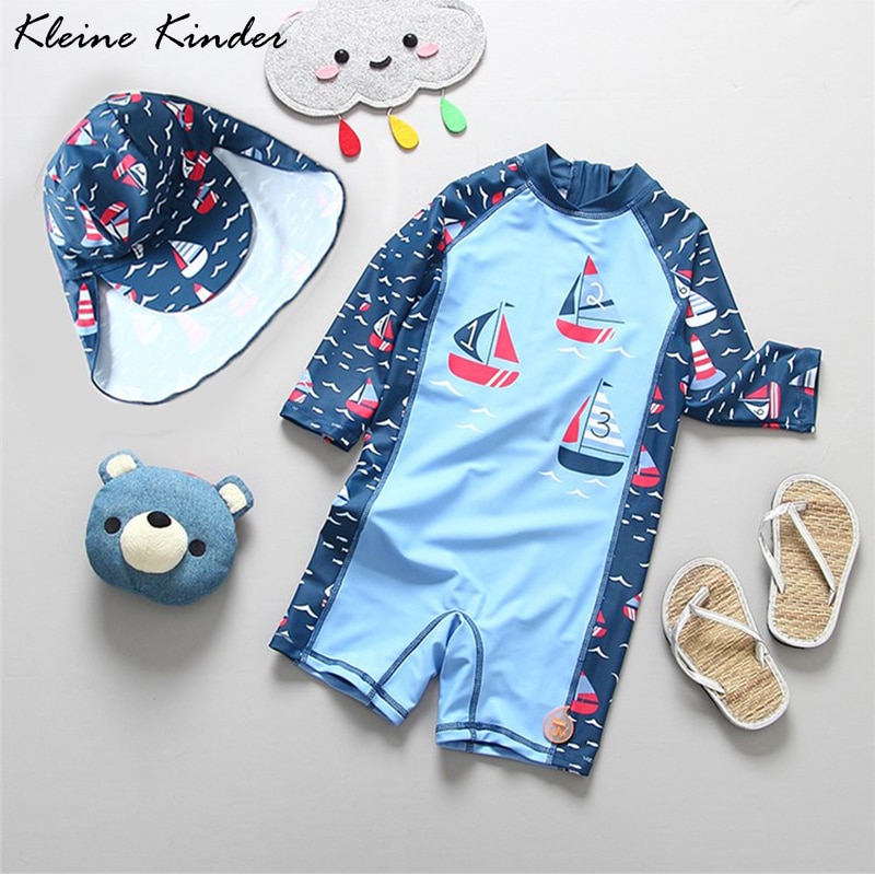 Boys Swimwear Long Sleeves Swimsuit Kids UV 50 Sun Protection Baby Bathing Suit Children Swimming Suit Summer Beach Pool Clothes