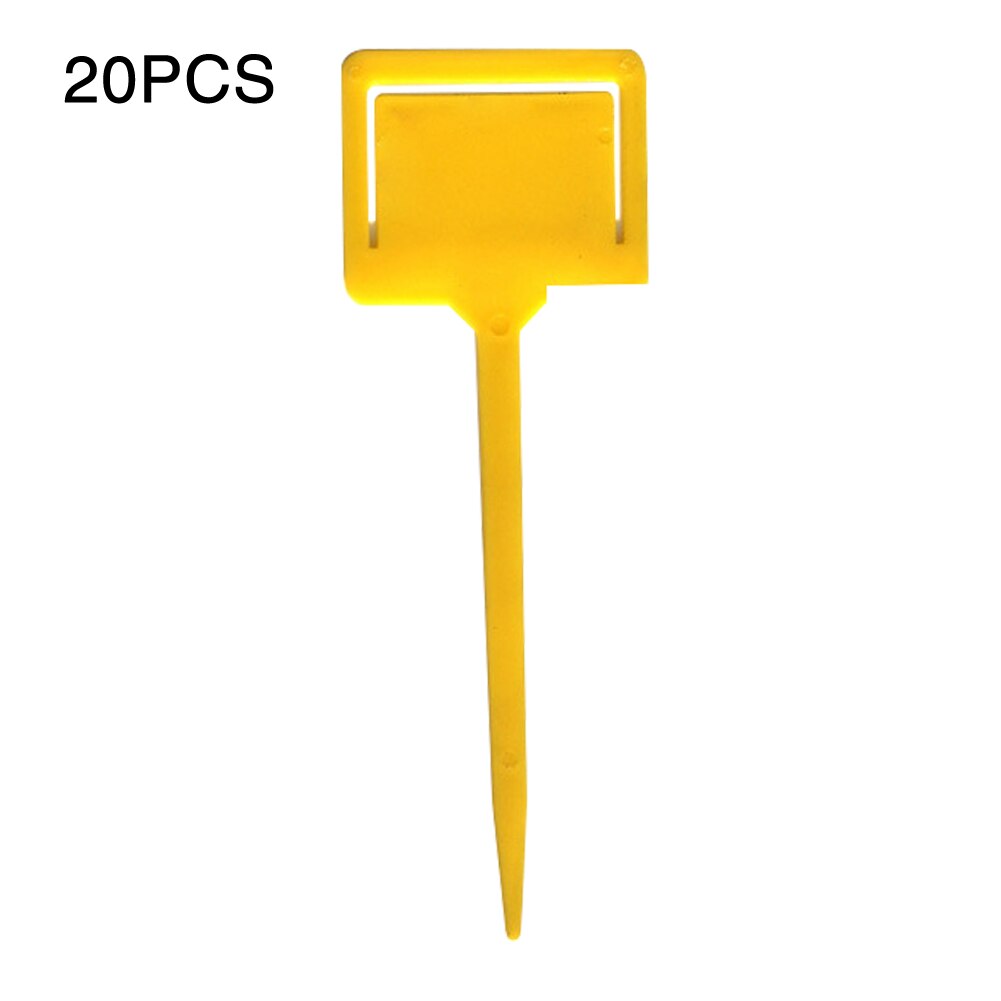 20 pièces étiquette fleur plante PP T Type bricolage jardin réutilisable pelouse pépinière étiquettes: YELLOW