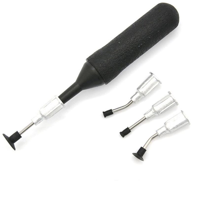 1Set Rubber IC Pick up Vacuum Sucking Pen with 4 Suction Headers for Resistor Chip E5BB