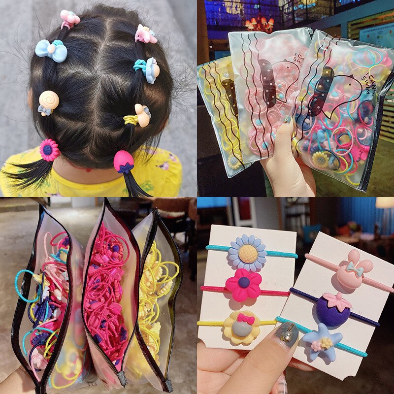 40 Stks/partij Meisjes Haar Accessoires Bag Elastische Haarbanden Bloem Clip Bows Hoofdband Haarband Leuke Haarbanden Voor kids