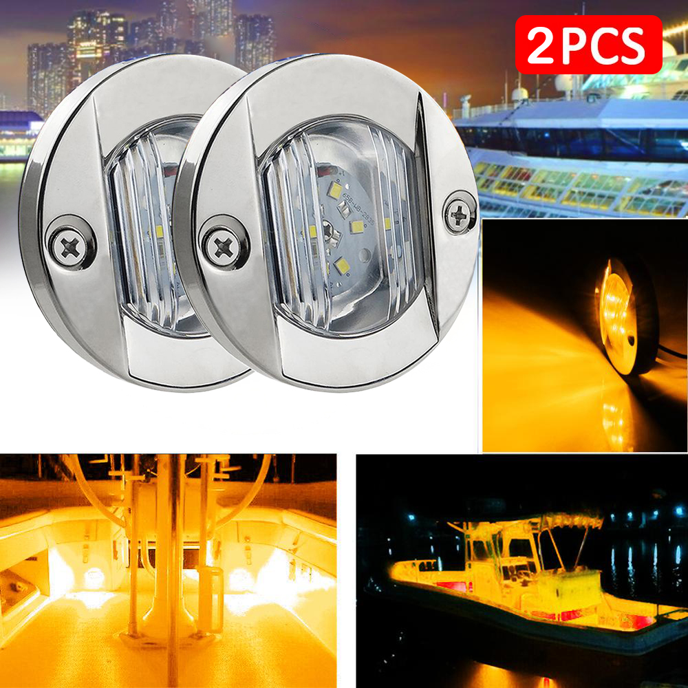 6 LED Deck Courtesy Lights DC 12V LED Stern Light Anchor Navigation Marine Interior Cabin Lights White/Blue/Amber Waterproof: black