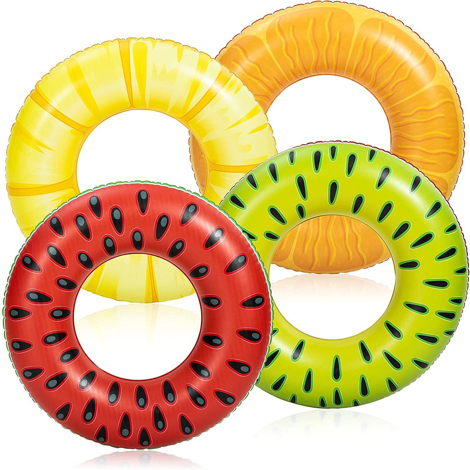 Inflatable Pool Floats Fruit Tube Rings (4 Pack), Fruit Pool Tubes, Pool Floatie: Default Title