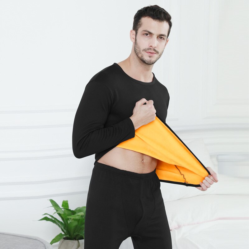Autumn Winter Velvet Thick Thermal Underwear For Women Warm Layered Pajamas Set Cotton Thermal Male Long Johns: nanhei / L