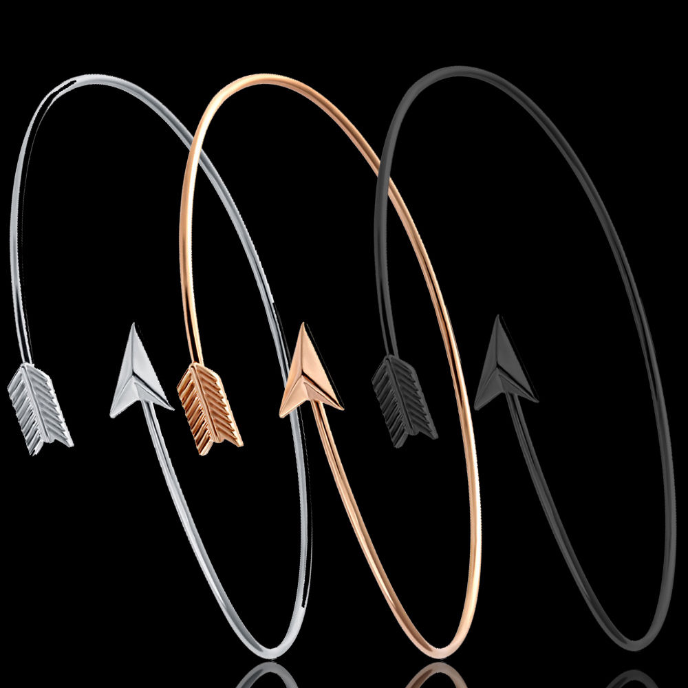 1PC Stylish Upper Arm Bracelet Women Gold Bangle Bracelet Vintage Arrow Open Bangle Armlet Arm Cuff Punk