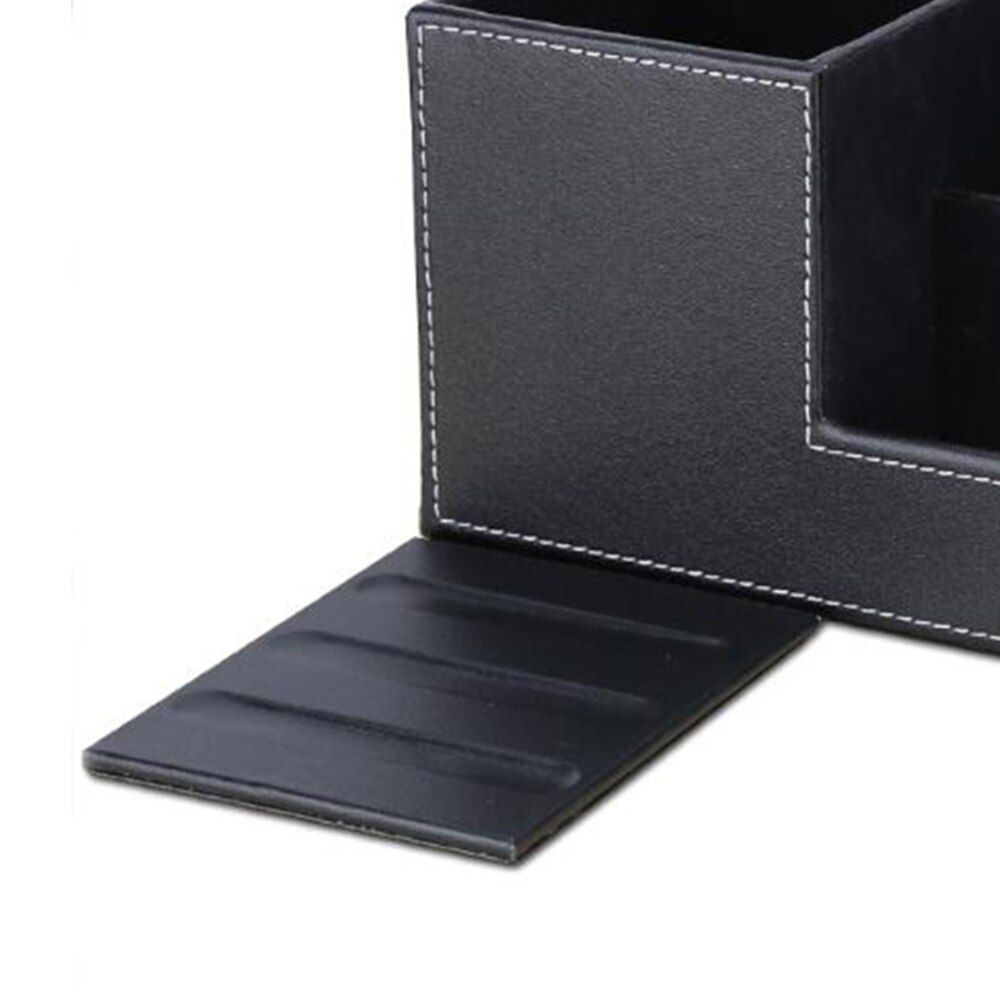 XRHYY Black 3 Compartment Leather Desk Organizer Card Pen Pencil Mobile Phone Office Supply Holder Collection Desktop Organizer