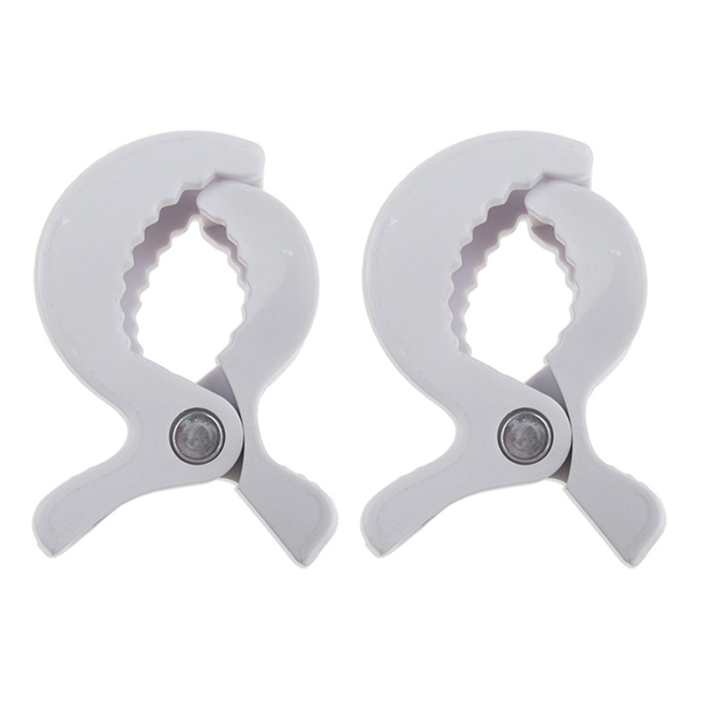 Pinza de cocodrilo para cochecito de bebé, 2 uds., Clip portátil para cochecito, gancho para asiento de coche de bebé, Clips, accesorios de cochecito de bebé: Blanco