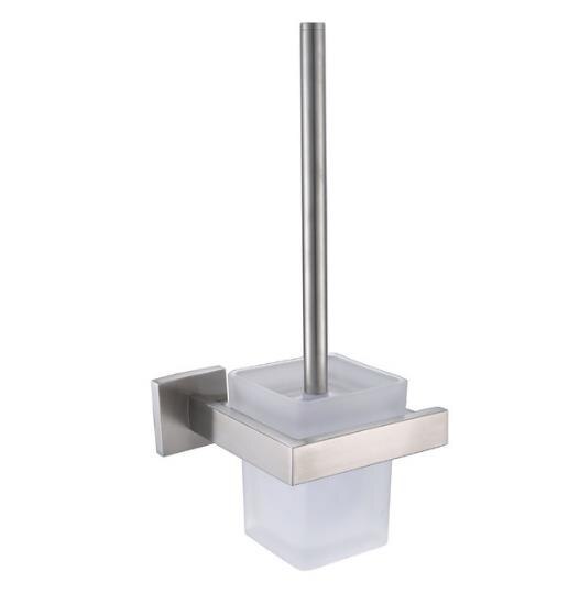 Moderne Wandmontage 304 Rvs Gepolijst Toiletborstel Houder met Glas Cup Badkamer Accessoires AU7-2: Brushed