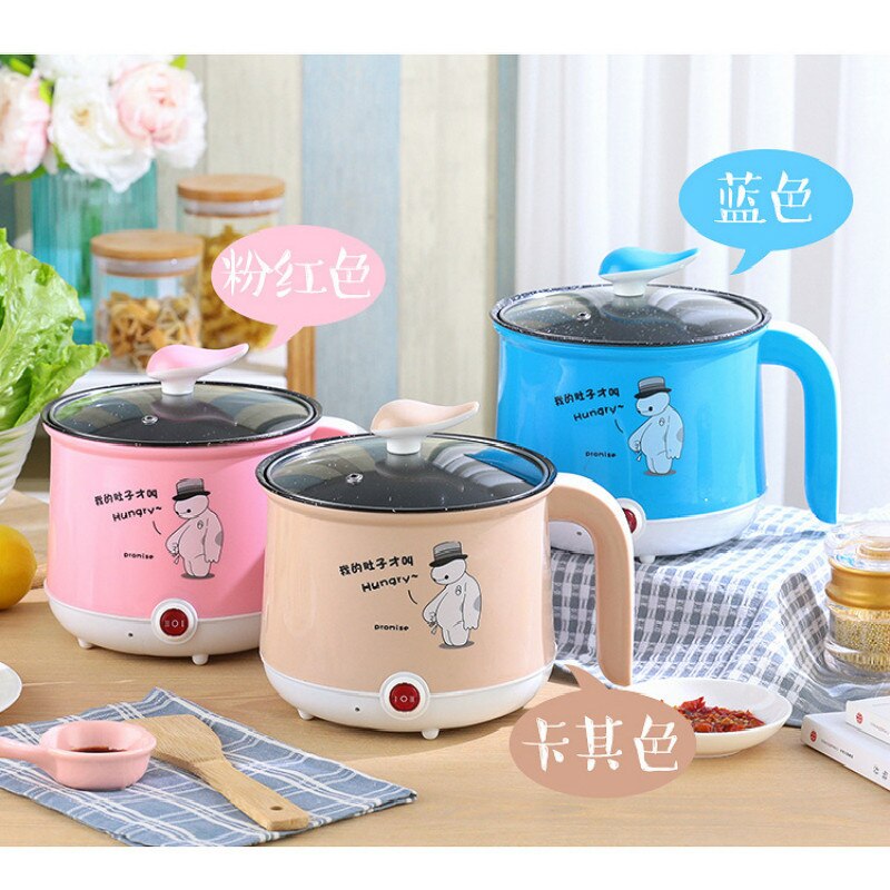 220V Mini Multifunction Electric Cooking Machine Single/Double Layer Available Pot Multi Electric Rice Cooker Non-stick pan: single layer  blue / AU