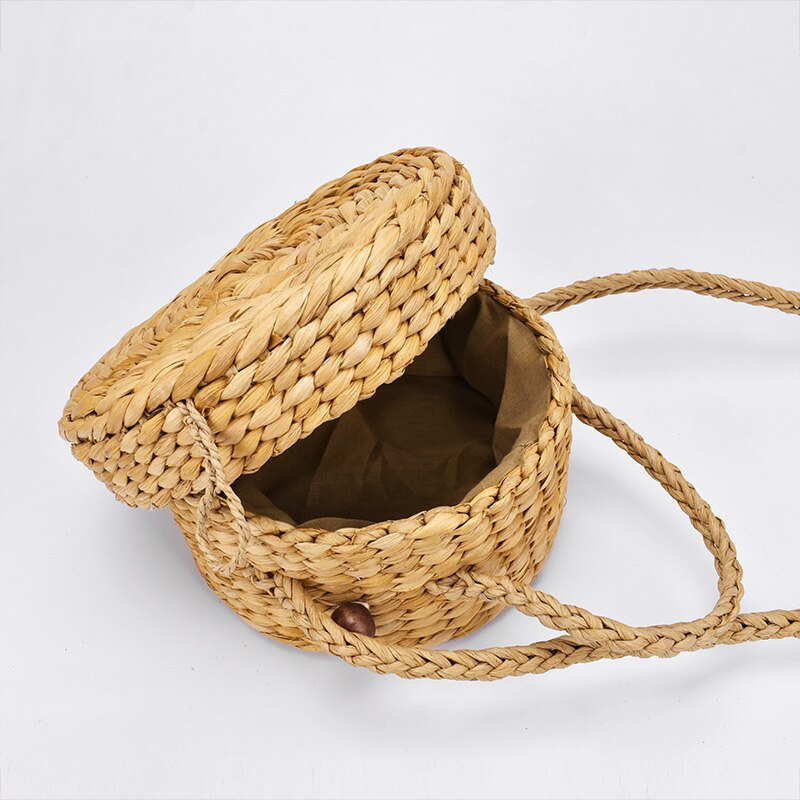 Round drum straw shoulder bag rattan female handbag international trend retro fresh spring and summer crosbody bag