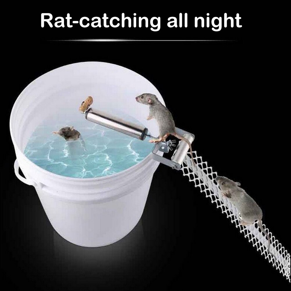 Trampa automática para ratones de acero inoxidable, barra rodante continua, puede atrapar plagas y ratones domésticos para controlar el cebo de roedores