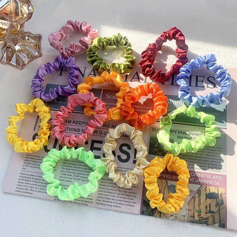 1Pc Elastic Hairbands Hair Tie for Women Satin Scrunchies Stretch Ponytail Holders Handmade Heandband Hair Accessories