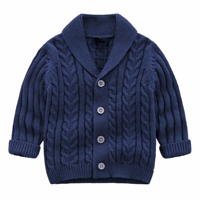 Garçons Cardigan pull enfants manteau décontracté printemps automne Preppy Style marine simple boutonnage câble pull tenues pour bébés: navy blue / 100 18-24M