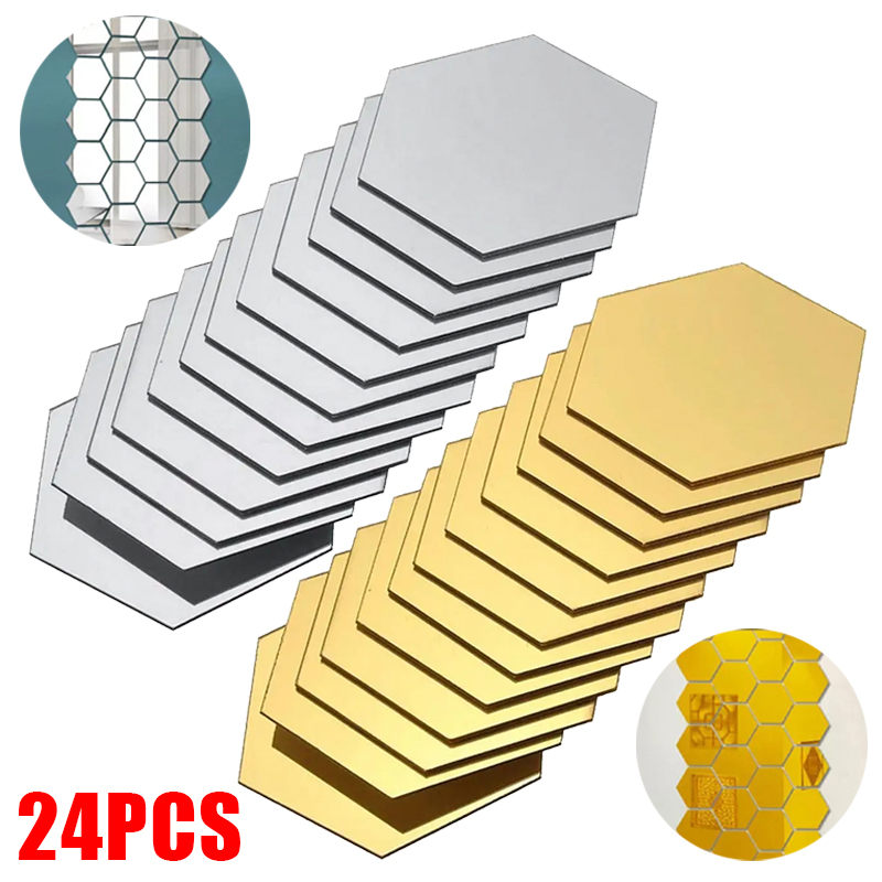 12 sztuk 3D naklejki ścienne z efektem lustra sześciokątne akrylowe samoprzylepne płytki mozaikowe naklejki usuwalna naklejka ścienna dekoracje dla domu DIY Sztuka lustro