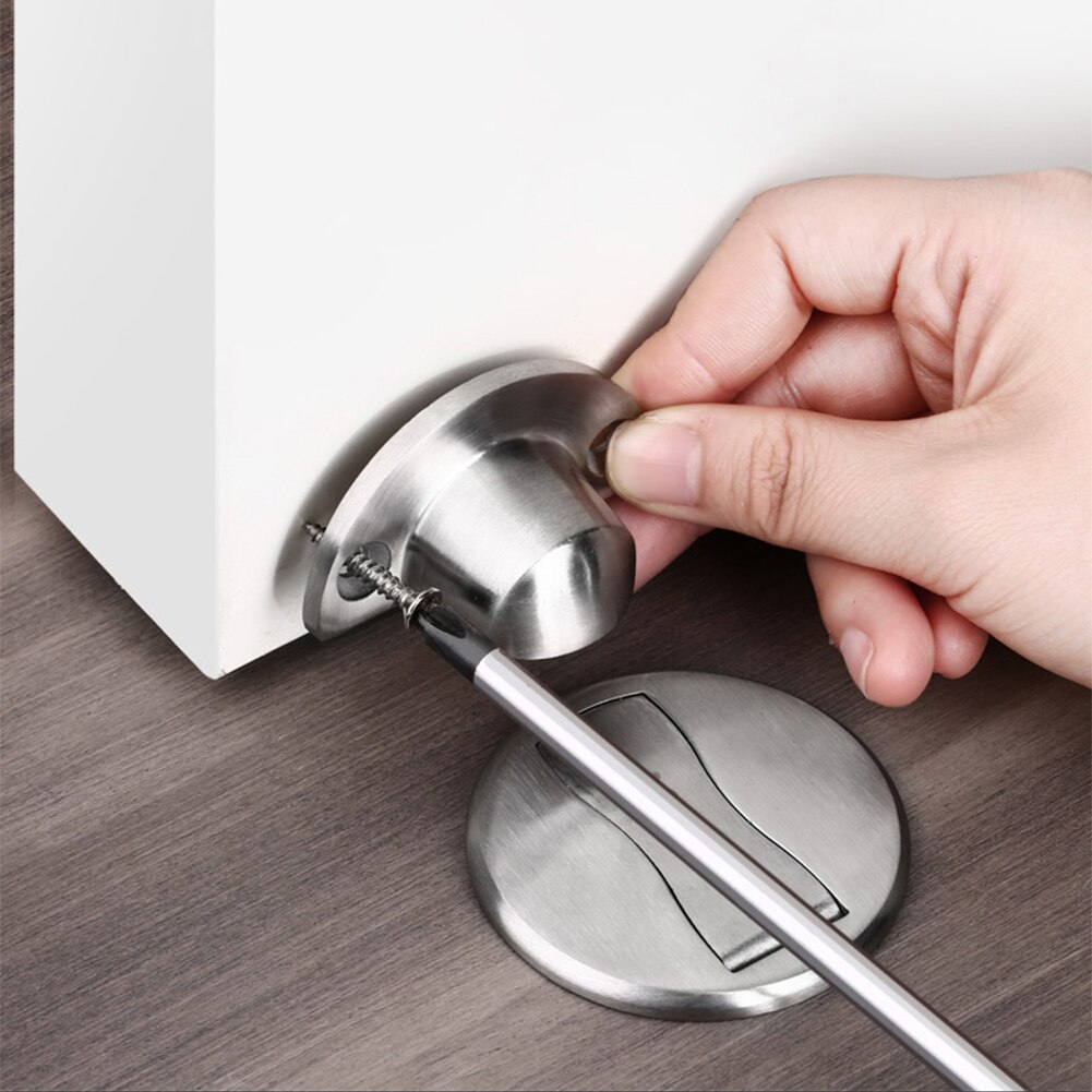 Home Improvement Magnetic Door Stops 304 Stainless Steel Door Stopper Door Holders Catch Floor Nail-free Doorstop Door Hardware