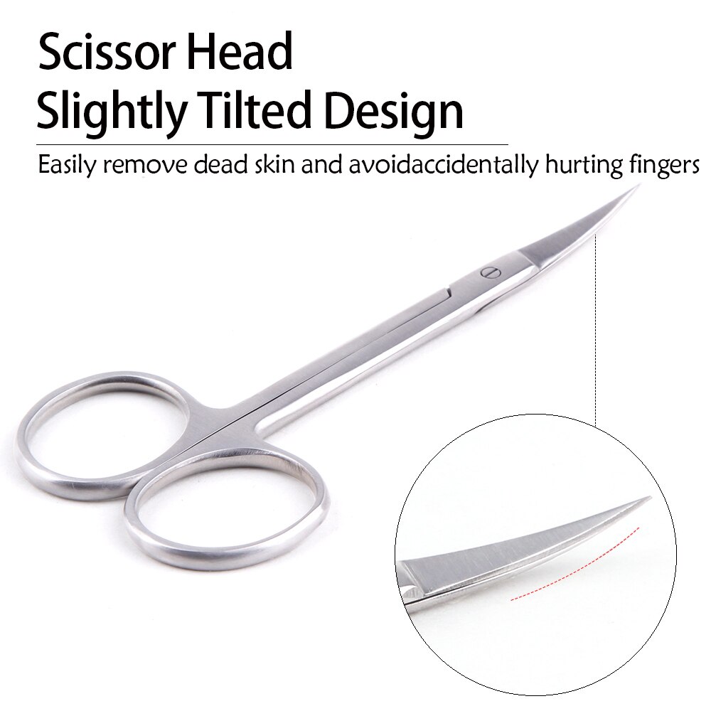 Manicure Scissors Curved Tip Regrowth Cuticle Clipper Pedicure Scissor Stainless Steel Dead Skin Remover Nail Tools
