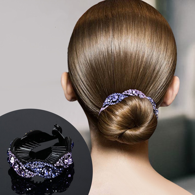 Glitter rhinestone kvinder frikadeller hår tilbehør hår kløer krystal hår styling værktøjer hårnåle