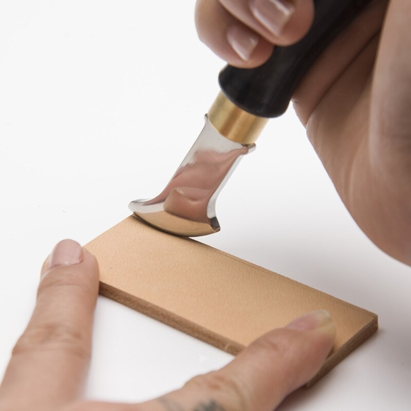 Leather Edge Creaser Leather Shallow Slot Edge Lineer Device Stainless Steel Leather Crimping Tool with Wood Handle