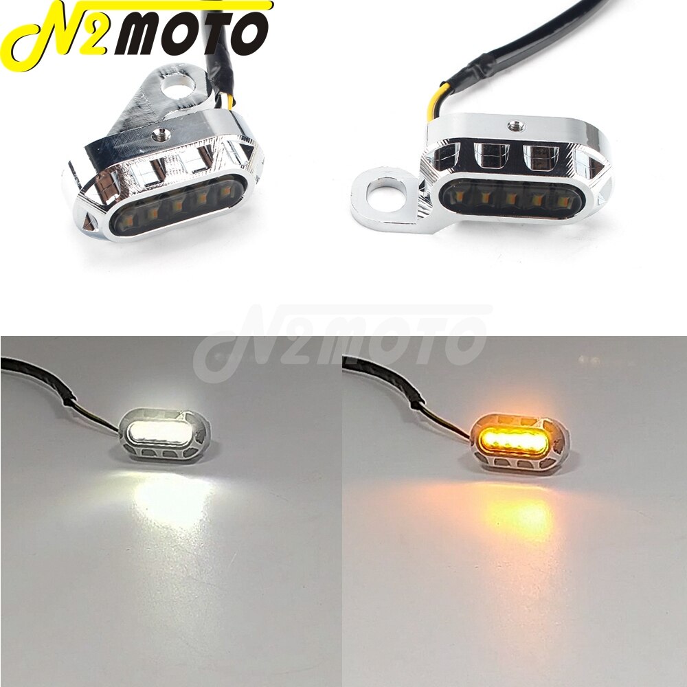 Mini clignotant LED CNC pour Harley Sportster 883, 1200, 48, 72, Super Low Roadster 2004 –: Chrome smokle