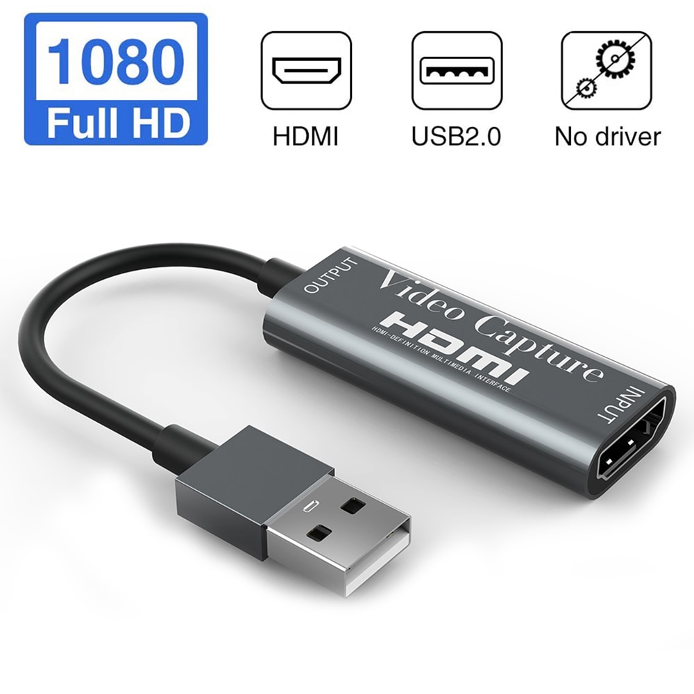 1pcs Portable USB 2.0 Audio Video Capture Card HDMI-compatible To 1080P Mini Capture Card for Live Broadcasts Video Recording