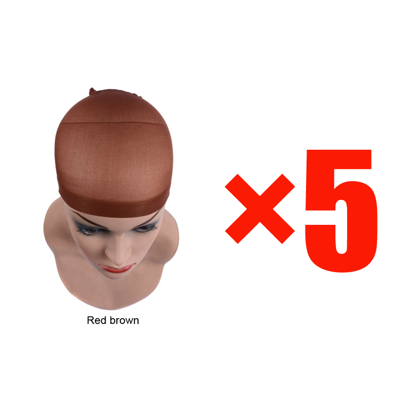 Red elástica para el cabello para mujer, gorro tejido con forro negro, redes para el cabello cómodas, gorro de peluca de rejilla con extremo abierto,: Medio marrón