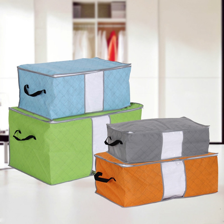 non-woven Draagbare Kleding Opbergtas Organizer Folding Closet Organizer Voor Kussen Dekbed Deken Beddengoed