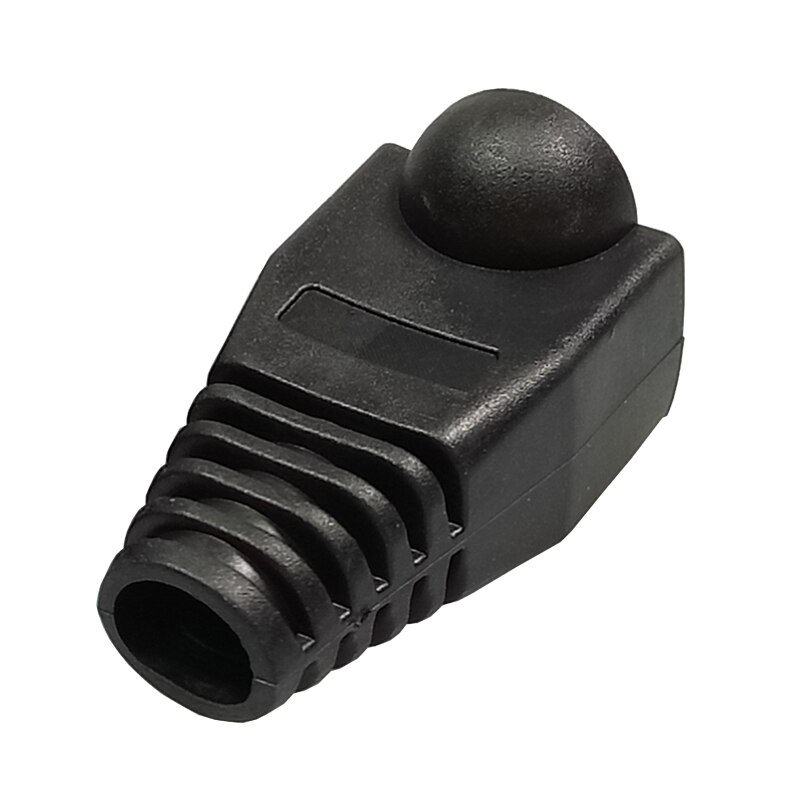 10 stk/parti  rj45 hættestik 9 farver kat 5 5e 6 rj45 ethernet netværkskabel hætte trækaflastning støvle  rj45 beskytte boot cap: Sort
