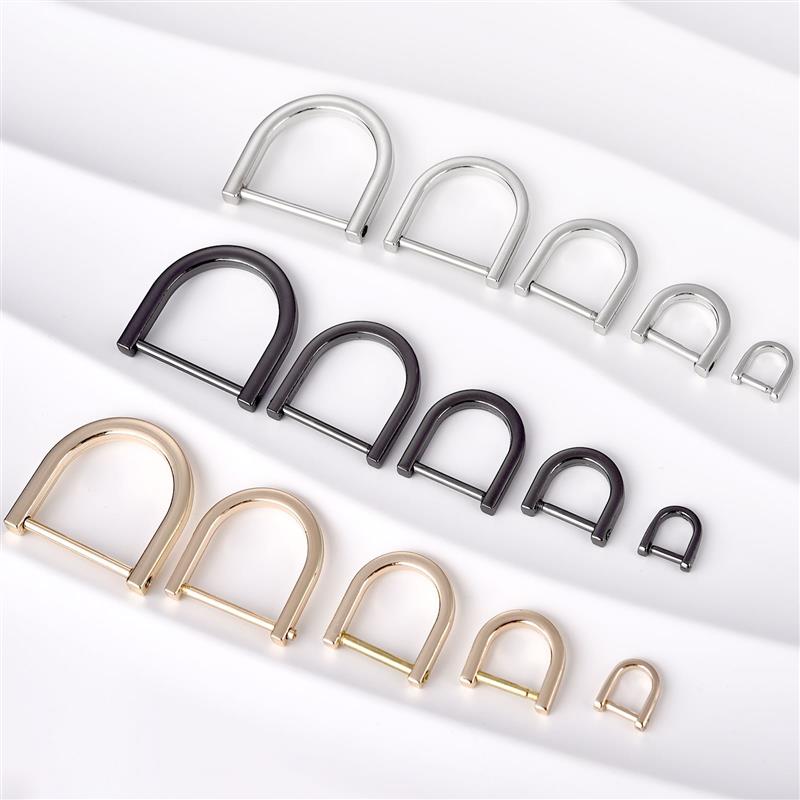 2Pcs Stainless Steel D-Ringshackle Clasp Buckle Keychain Ring Hook Screw Pin Joint Connecter Bag Strap Leathercraft Parts