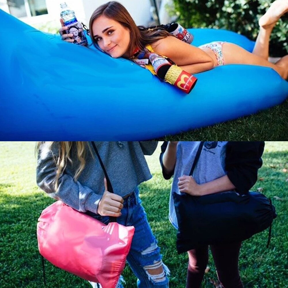 Camping Inflatable Sofa Lounger Air Sofa Lazy Bag Portable Air Bed Down Sleeping Bag Outdoor Ultralight Beach Travel Bag