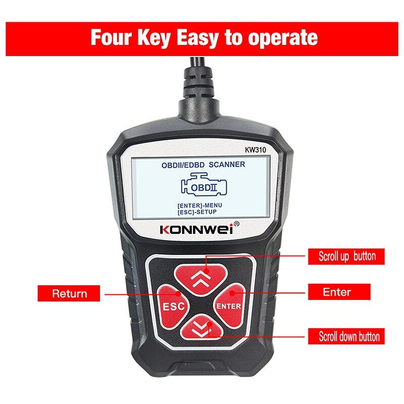 KONNWei KW310 OBD2 escáner para OBD automático coche herramienta de diagnóstico del escáner automotriz herramientas de Auto 12V 12V