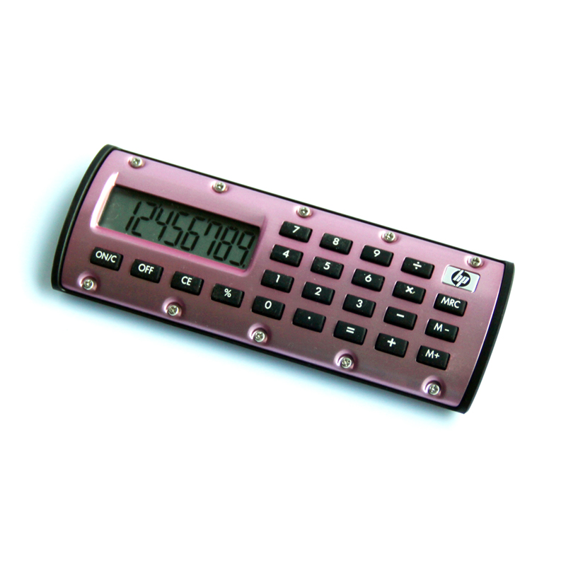 Mini calculadora Hp Quick Calc portátil, calculadora pequeña con imán Led de bolsillo para estudiantes: Pink