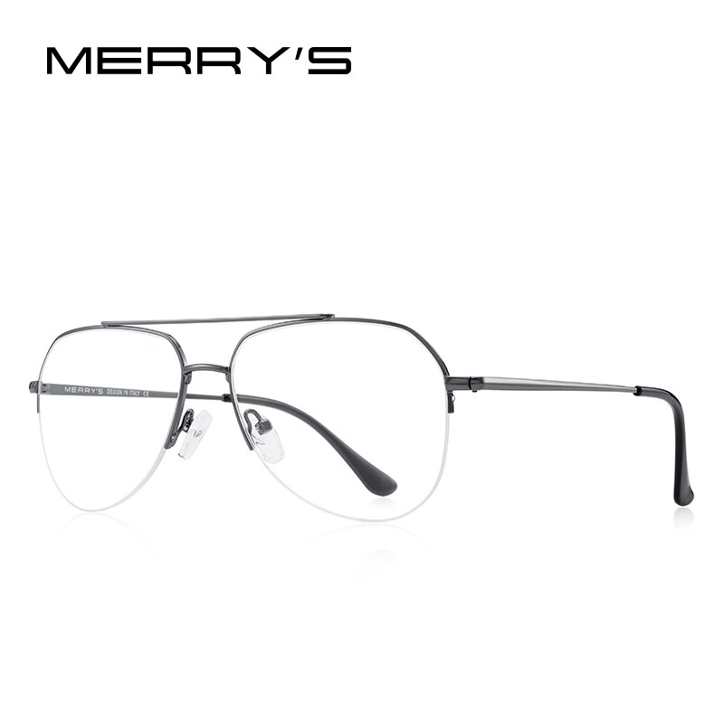 MERRYS-gafas clásicas de piloto para hombre y mujer, gafas graduadas para miopía, montura óptica S2690: C02 Gray