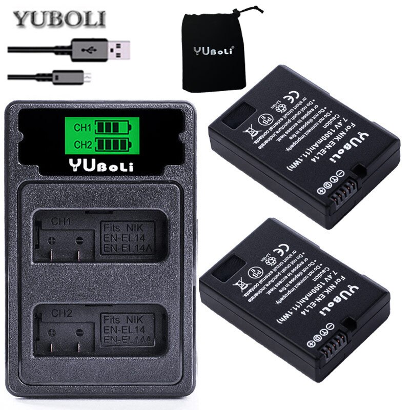 Decoded bateria ENEL14 en-el14a EN EL14 EL14A EN-EL14 Battery For nikon Coolpix D3100 D3200 D3300 D5100 D5200 D5300 P7000 P7100: charger and 2battery