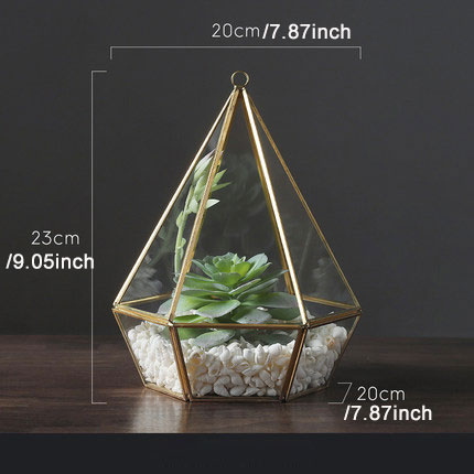 Homtone Geometrische terrariumplantenbak met dienblad, huisvorm, zwart, handgemaakte glazen box, vintage tafelblad, miniatuur bloempot voor vetplanten, cactussen, luchtplanten, zwart