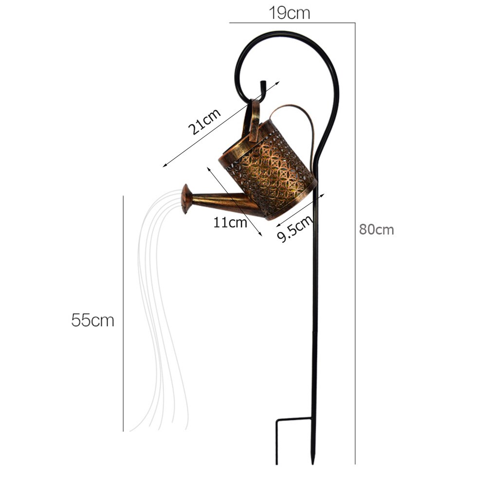Regadera Solar para exteriores, lámpara de adorno de arte para jardín, decoración de luces LED de ducha de hierro ahuecadas, cadena de luces decorativas para jardín: C