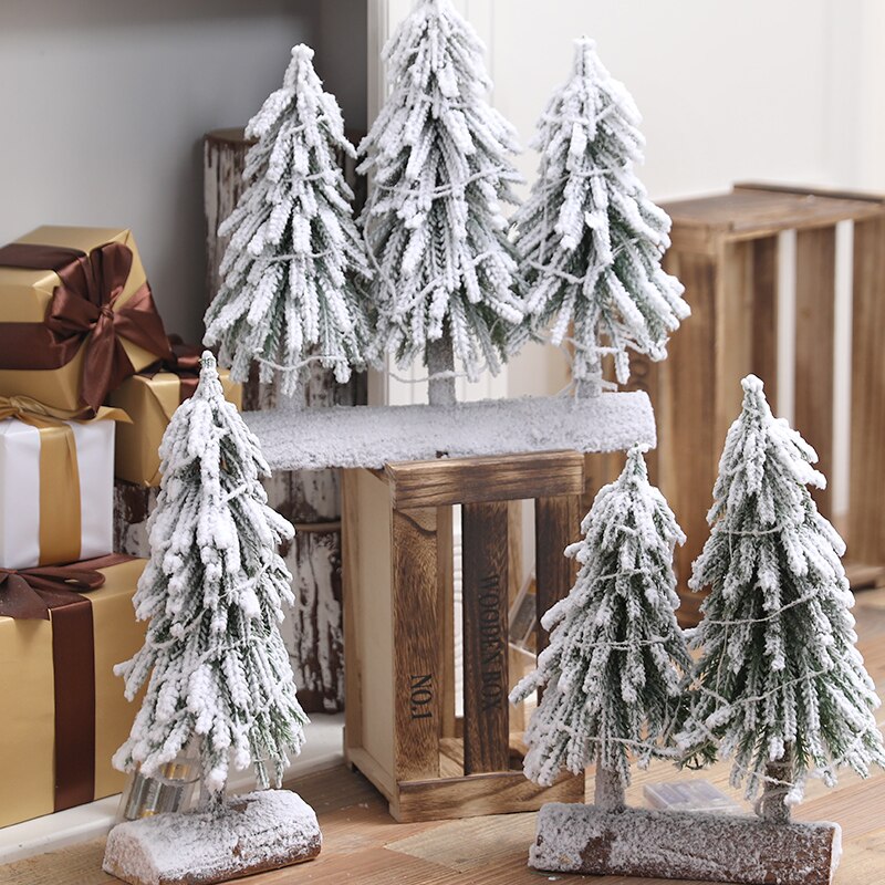 Artificial mini white luminous Christmas tree home desktop Christmas decoration wedding scene atmosphere layout tree lamp light