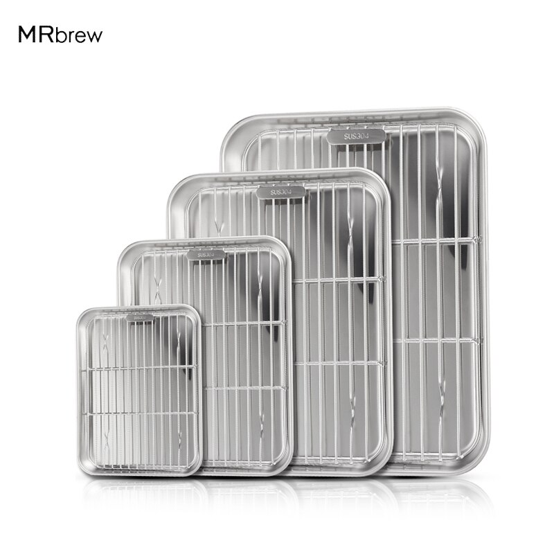 Stainless Steel Baking Tray With Removable Cooling Rack Set Non-stick Chip Basket Baking Grill Mesh BBQ Kitchen Tool Oil Drainer