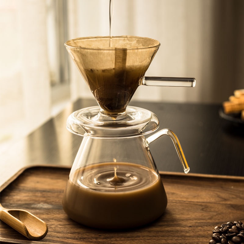 Draagbare Infuus Koffiezetapparaat Glazen Pot Espressomachine Ketel Percolator Melk Werper Thee Pot Herbruikbare Giet Over Koffie Filters