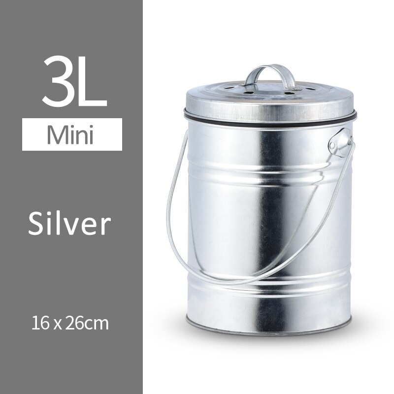 ANHO Stainless Steel Trash Can Deodorant Mini Bucket with Lid Compost Bin Counter Top Waste Bin Kitchen Garbage Storage Bucket: Default Title